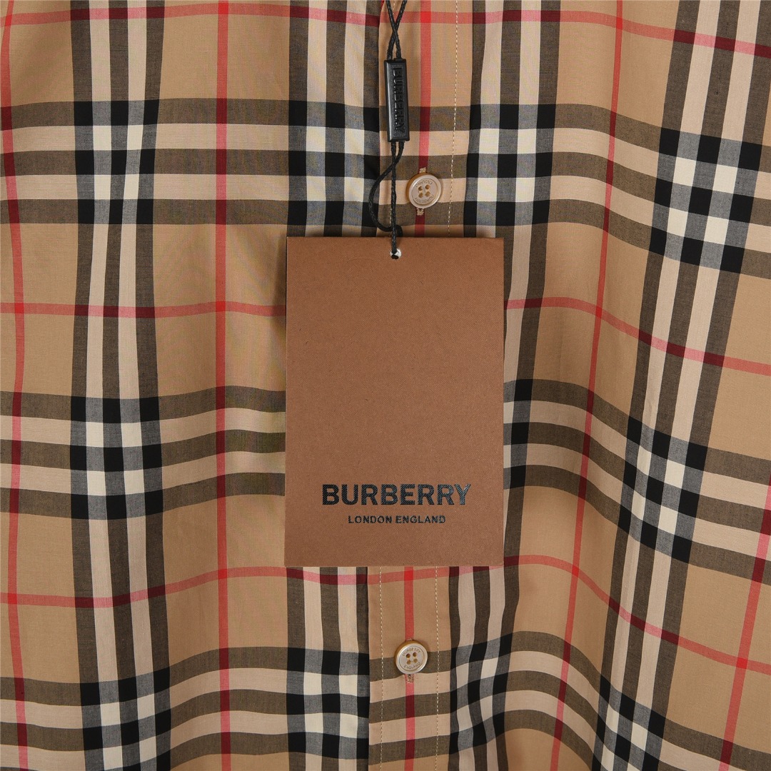 Burberry/巴宝莉 门襟袖口织带格纹棉质长袖衬衫 Burberry/巴宝莉 门襟袖口织带格纹棉质长袖衬衫