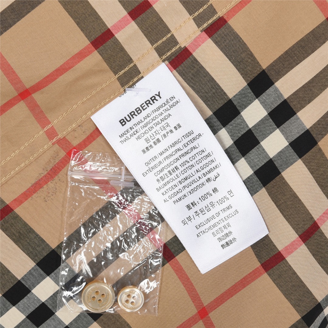 Burberry/巴宝莉 门襟袖口织带格纹棉质长袖衬衫 Burberry/巴宝莉 门襟袖口织带格纹棉质长袖衬衫