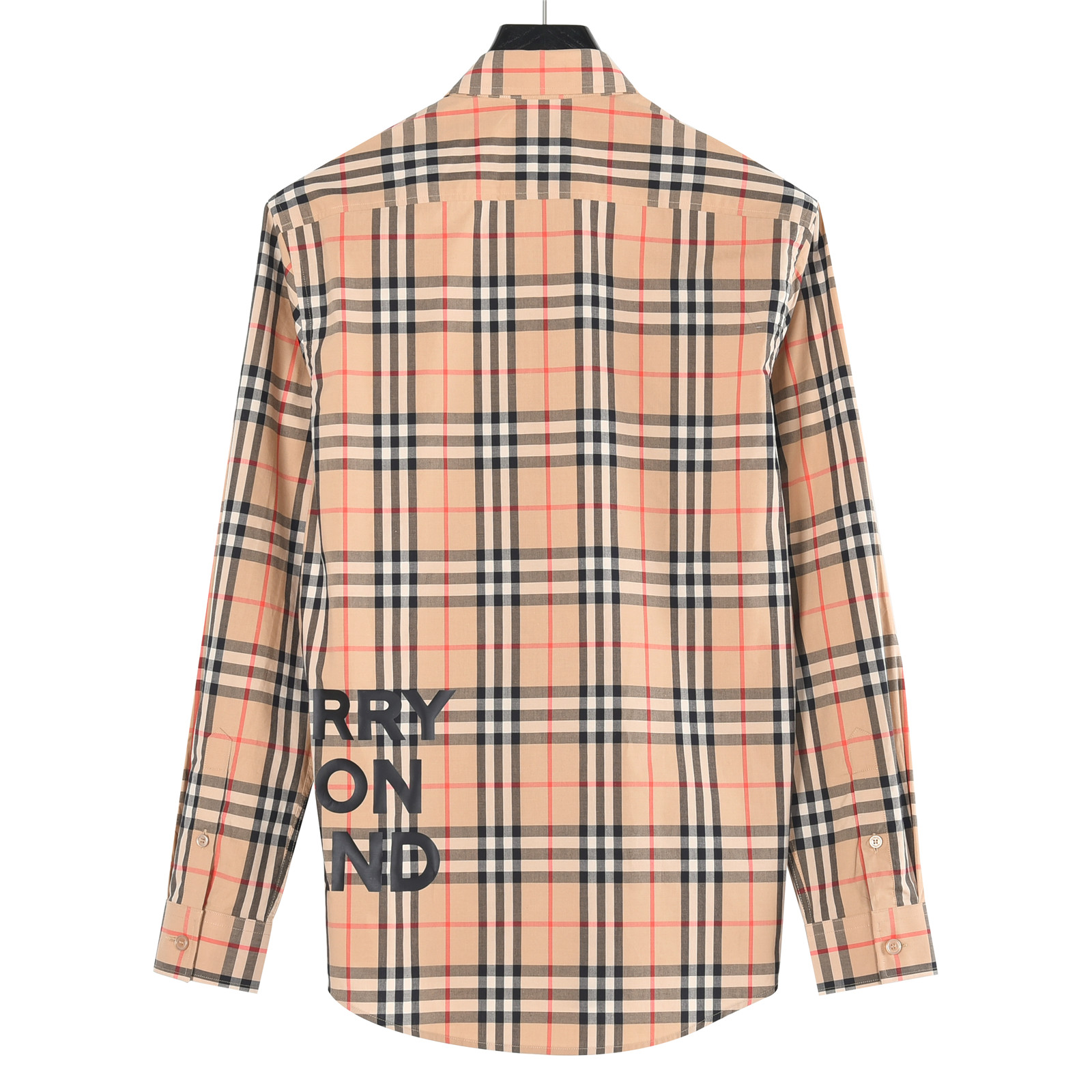 Burberry/巴宝莉 下摆字母烫画格纹棉质长袖衬衫 Burberry/巴宝莉 下摆字母烫画格纹棉质长袖衬衫