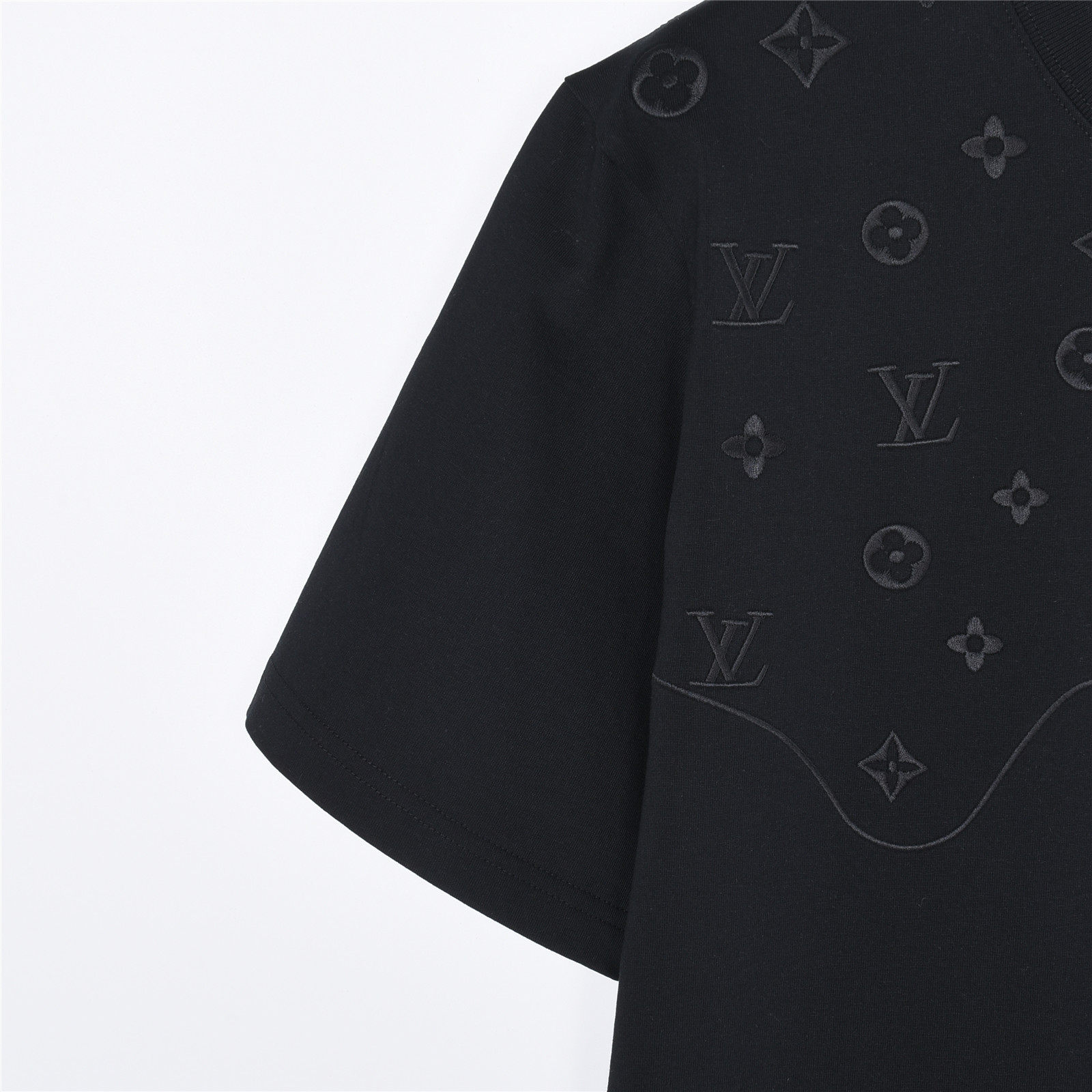 Louis Vuitton/路易威登 暗纹半身老花logo刺绣短袖T恤