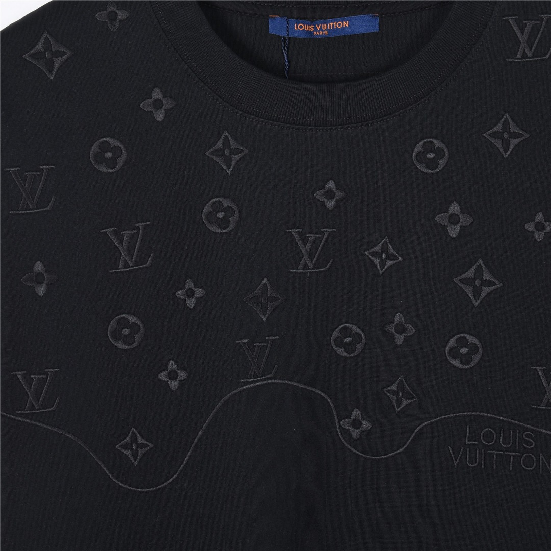 Louis Vuitton/路易威登 暗纹半身老花logo刺绣短袖T恤