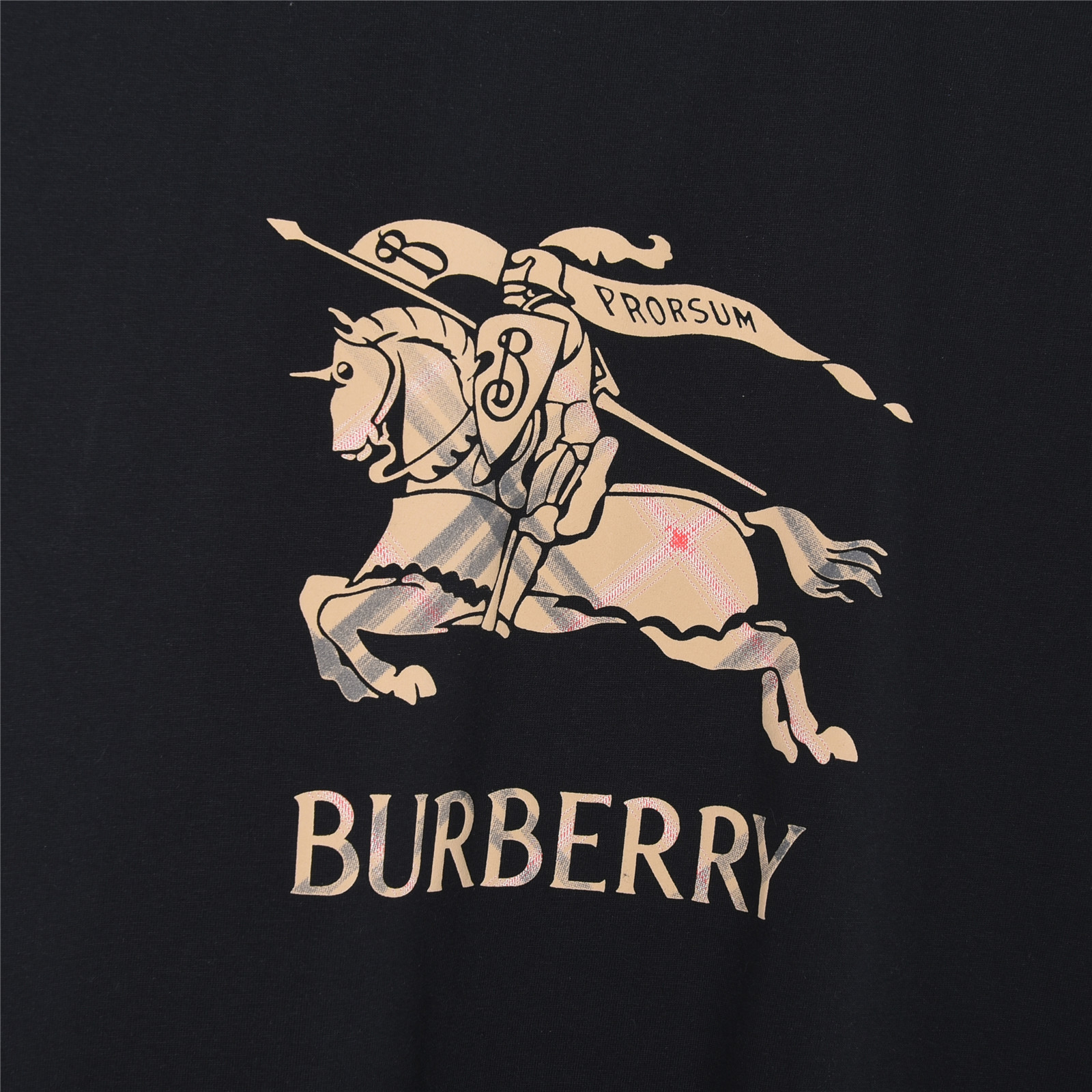 Burberry/巴宝莉 渐变格纹战马骑士徽标印花短袖T恤-Top High Quatity Cheap Sneakers Fashion Clothing Clothes Bags handbags Shoes of all Brand wholesale With The best Quality And Beautiful Price from China Factory Chinese suppliers wholesaler seller Burberry/巴宝莉 渐变格纹战马骑士徽标印花短袖T恤