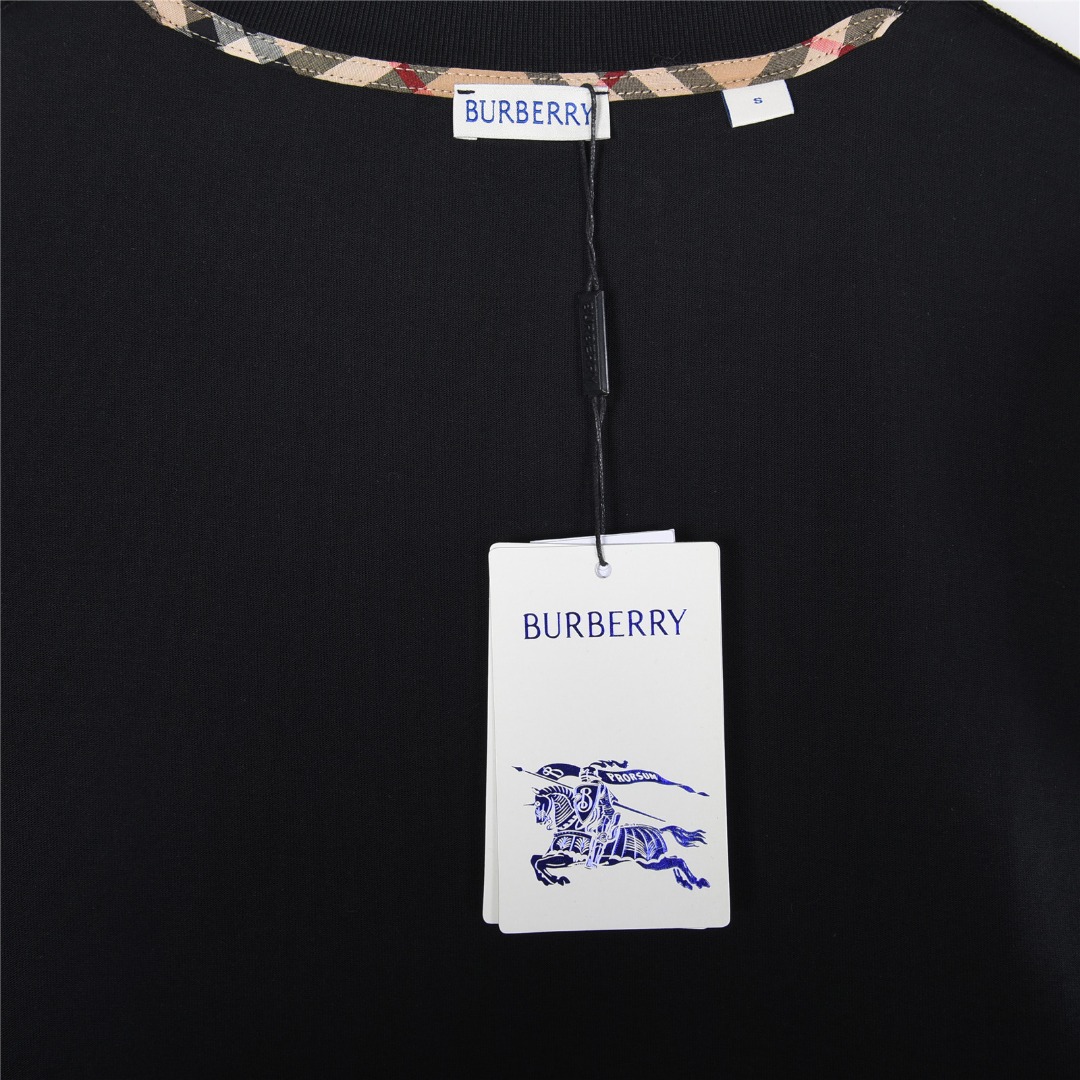 Burberry/巴宝莉 格纹饰边战马刺绣短袖T恤 白色 黑色-Top High Quatity Cheap Sneakers Fashion Clothing Clothes Bags handbags Shoes of all Brand wholesale With The best Quality And Beautiful Price from China Factory Chinese suppliers wholesaler seller Burberry/巴宝莉 格纹饰边战马刺绣短袖T恤 白色 黑色