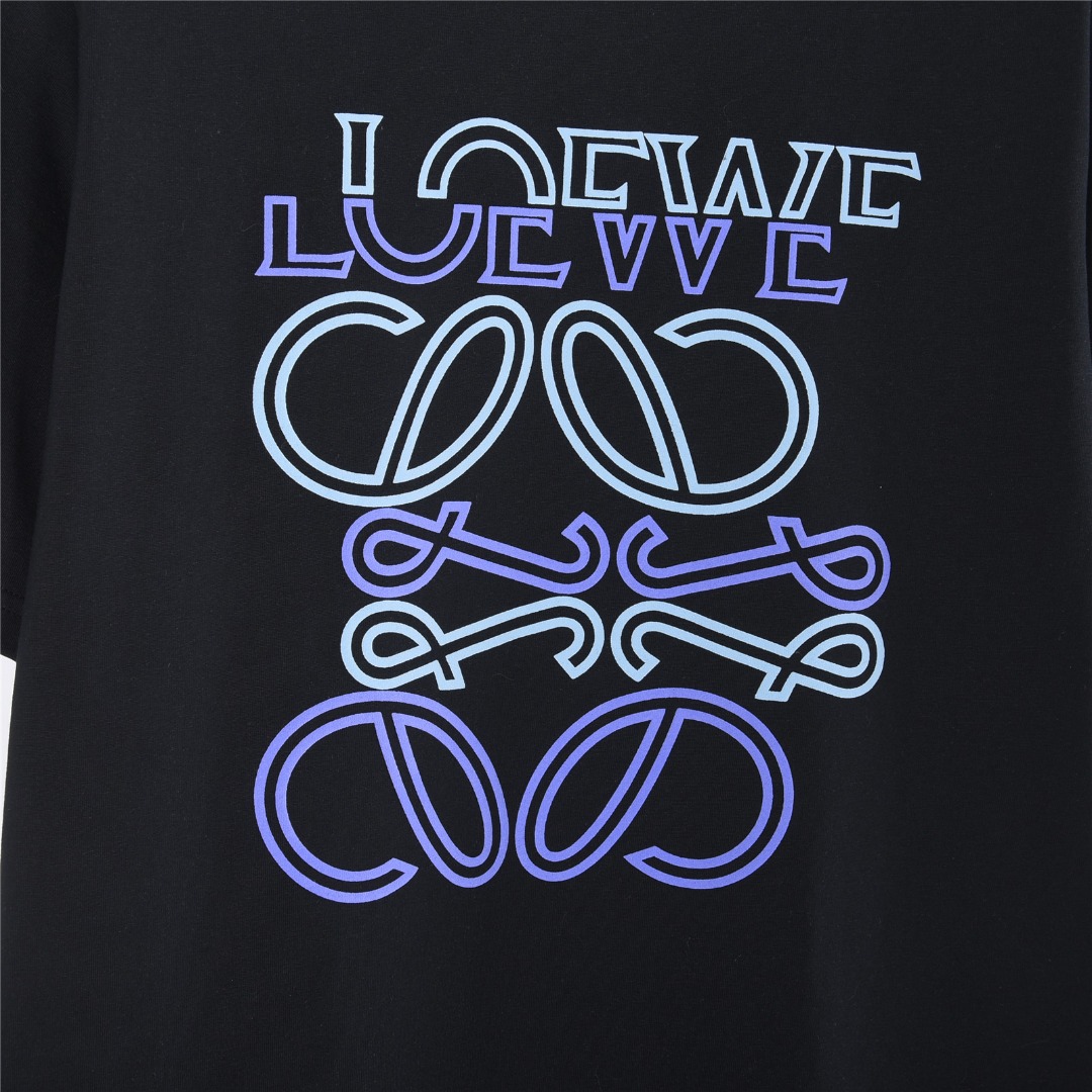Loewe/罗意威 不规则徽标logo撞色发泡印花短袖T恤 白色 黑色 Loewe/罗意威 不规则徽标logo撞色发泡印花短袖T恤 白色 黑色