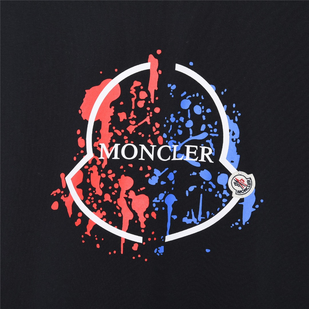Moncler/蒙口 彩色泼墨徽标短袖T恤 白色 黑色-莆田鞋,莆田鞋货源,高仿鞋,高仿鞋货源,安福档口,莆田高仿鞋,莆田鞋批发,高仿鞋批发,莆田高仿运动鞋,高仿运动鞋,莆田运动鞋 Moncler/蒙口 彩色泼墨徽标短袖T恤 白色 黑色