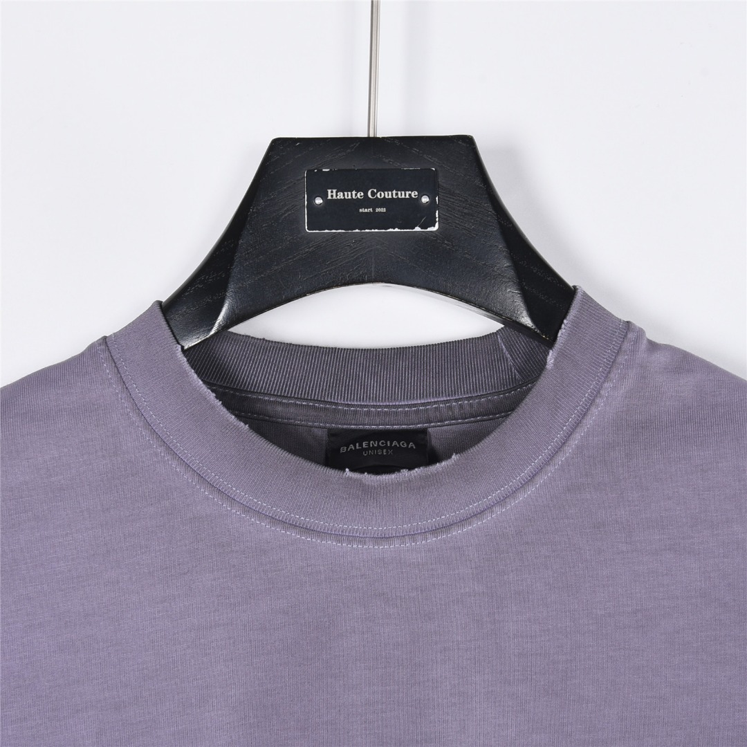 Balenciaga/巴黎世家 水洗泥染几何logo双B破洞短袖T恤-Top High Quatity Cheap Sneakers Fashion Clothing Clothes Bags handbags Shoes of all Brand wholesale With The best Quality And Beautiful Price from China Factory Chinese suppliers wholesaler seller Balenciaga/巴黎世家 水洗泥染几何logo双B破洞短袖T恤