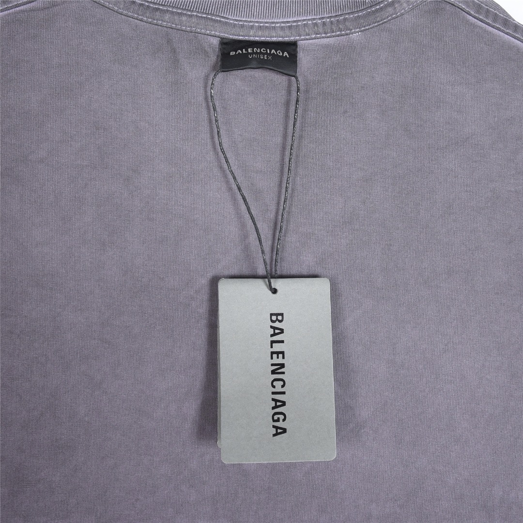 Balenciaga/巴黎世家 水洗泥染几何logo双B破洞短袖T恤-Top High Quatity Cheap Sneakers Fashion Clothing Clothes Bags handbags Shoes of all Brand wholesale With The best Quality And Beautiful Price from China Factory Chinese suppliers wholesaler seller Balenciaga/巴黎世家 水洗泥染几何logo双B破洞短袖T恤