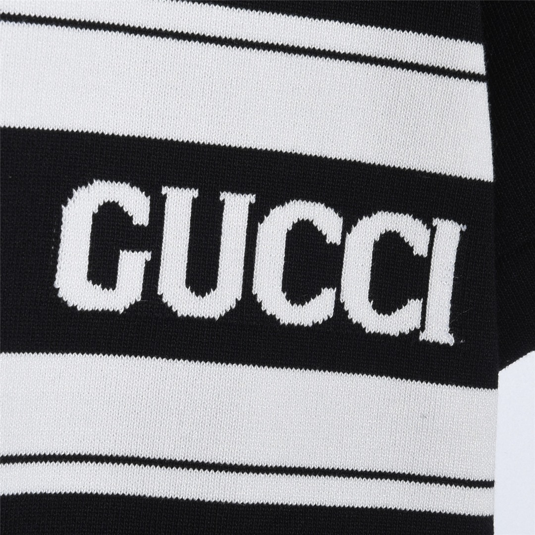 Gucci/古驰 条纹字母提花短袖针织Polo衫-Top High Quatity Cheap Sneakers Fashion Clothing Clothes Bags handbags Shoes of all Brand wholesale With The best Quality And Beautiful Price from China Factory Chinese suppliers wholesaler seller Gucci/古驰 条纹字母提花短袖针织Polo衫