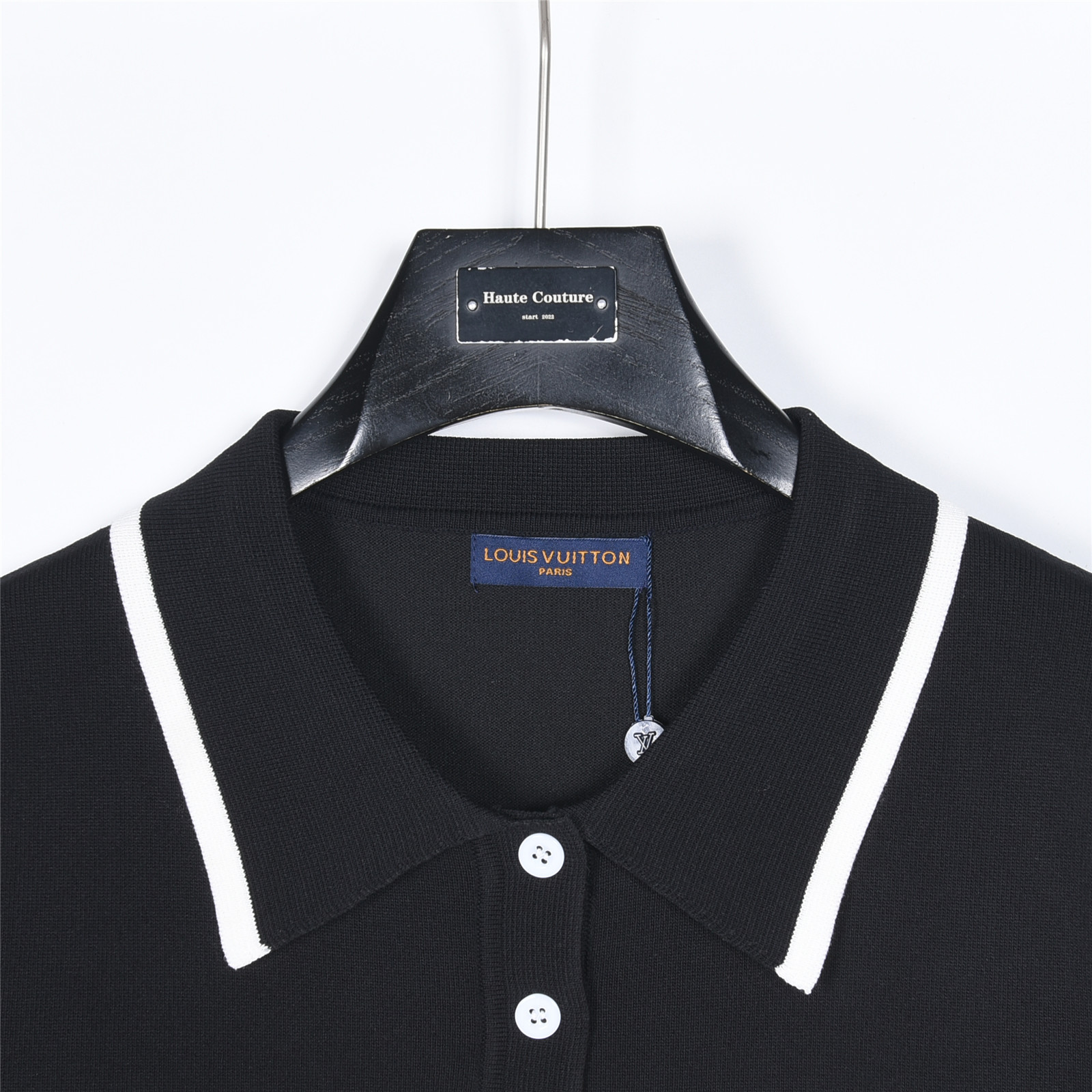 LouisVuitton/路易威登 条纹签名字母提花短袖针织Polo衫