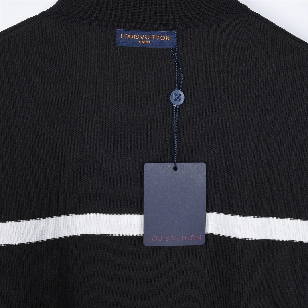 LouisVuitton/路易威登 条纹签名字母提花短袖针织Polo衫