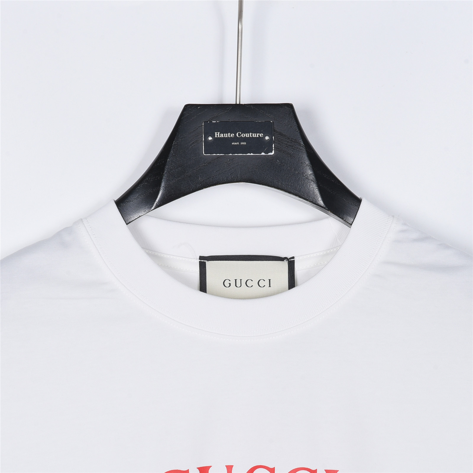 Gucci/古驰 互扣双G方块印花短袖T恤 白红 白蓝 白紫