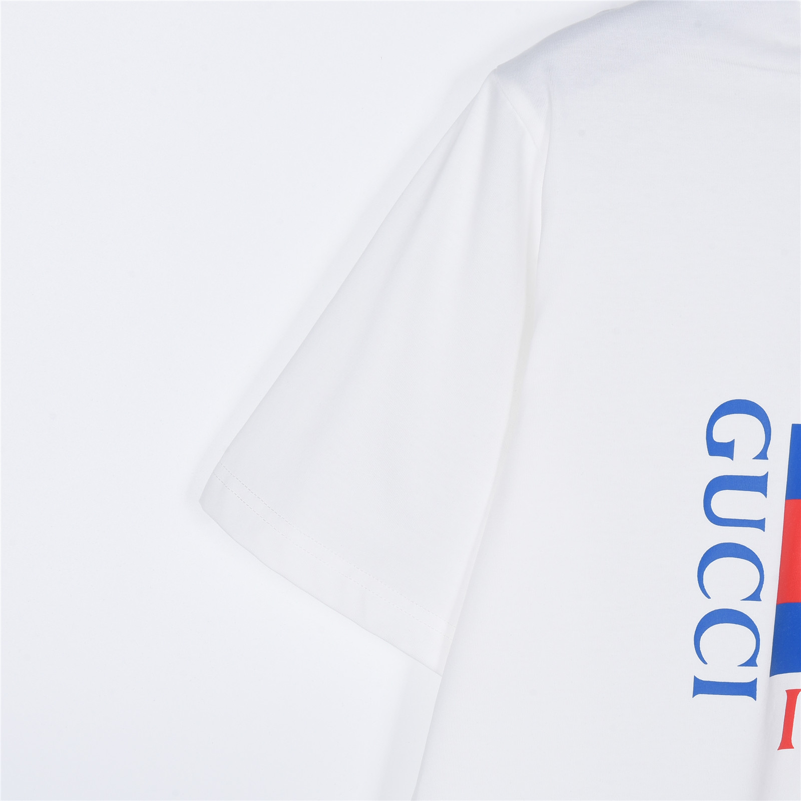 Gucci/古驰 互扣双G方块印花短袖T恤 白红 白蓝 白紫