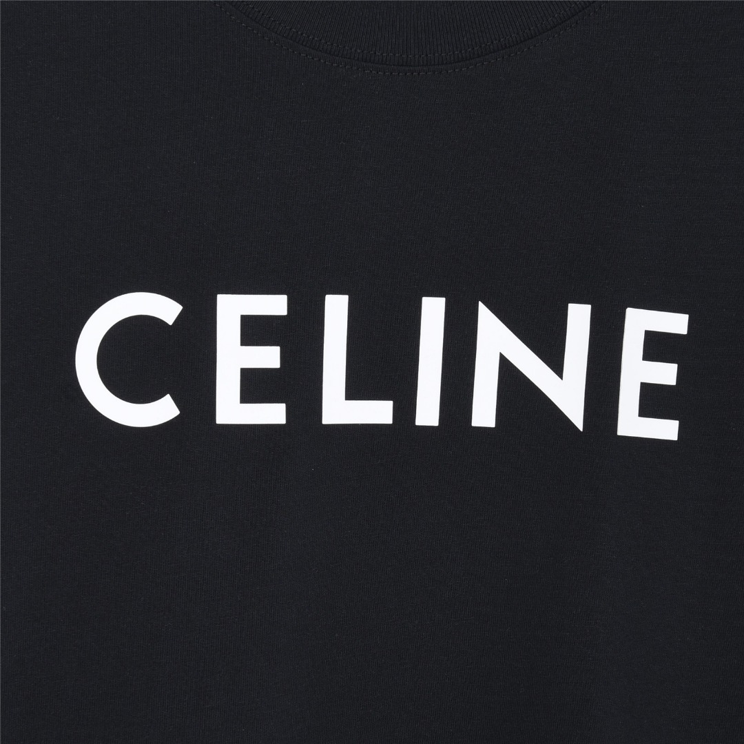 Celine/赛琳 经典字母压胶印花短袖T恤 黑色 白色 Celine/赛琳 经典字母压胶印花短袖T恤 黑色 白色