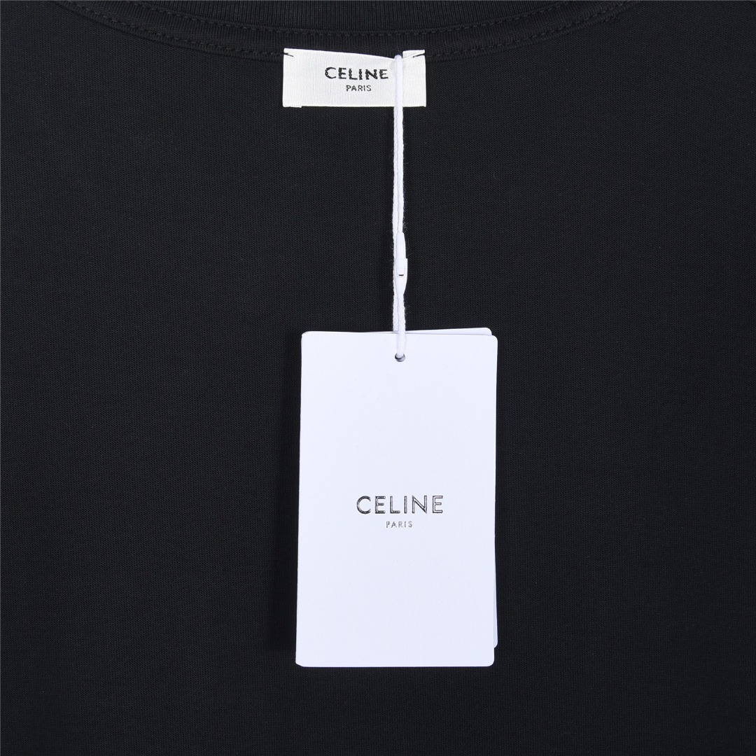 Celine/赛琳 经典字母压胶印花短袖T恤 黑色 白色 Celine/赛琳 经典字母压胶印花短袖T恤 黑色 白色
