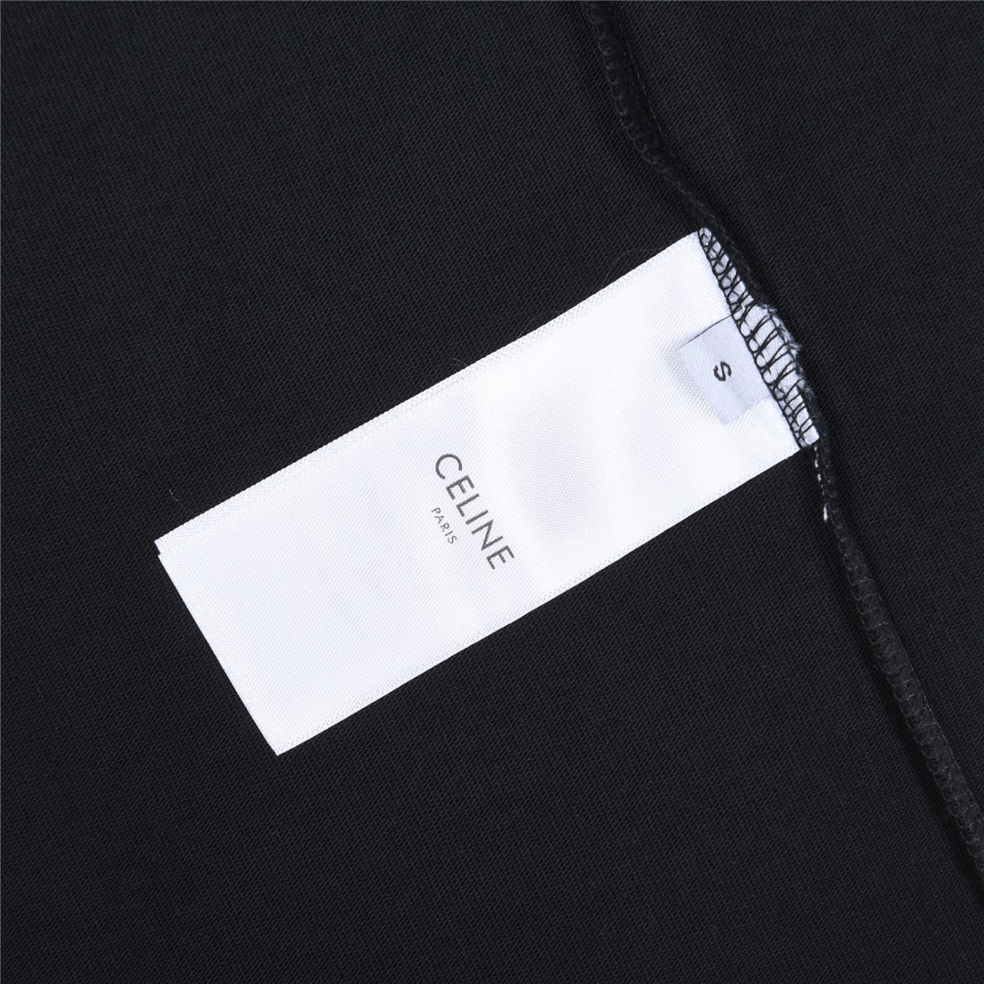 Celine/赛琳 经典字母压胶印花短袖T恤 黑色 白色 Celine/赛琳 经典字母压胶印花短袖T恤 黑色 白色