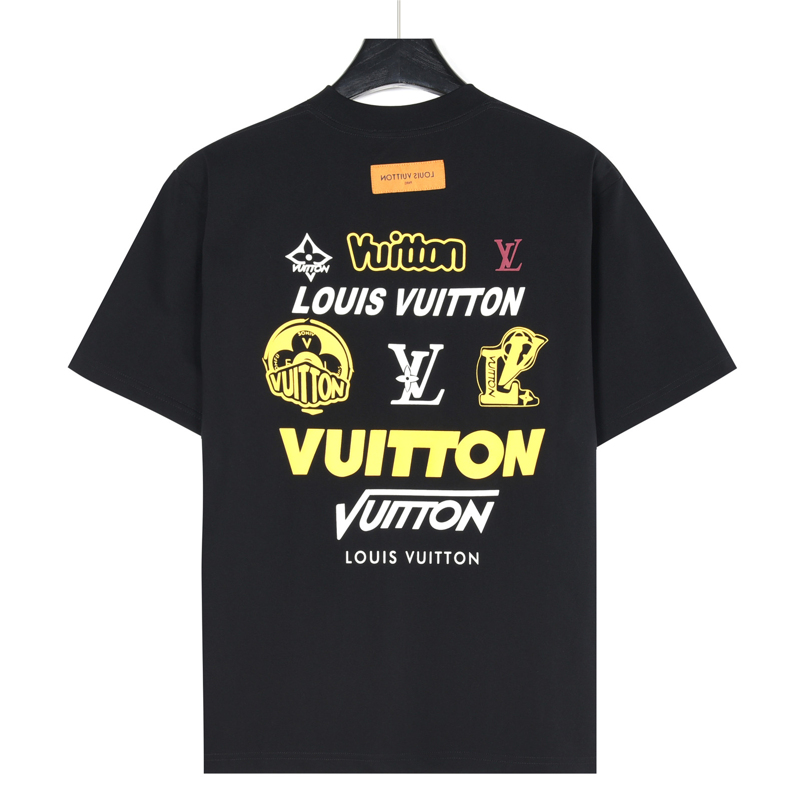 LouisVuitton/路易威登 后背多logo图案印花圆领短袖T恤 黑色 白色