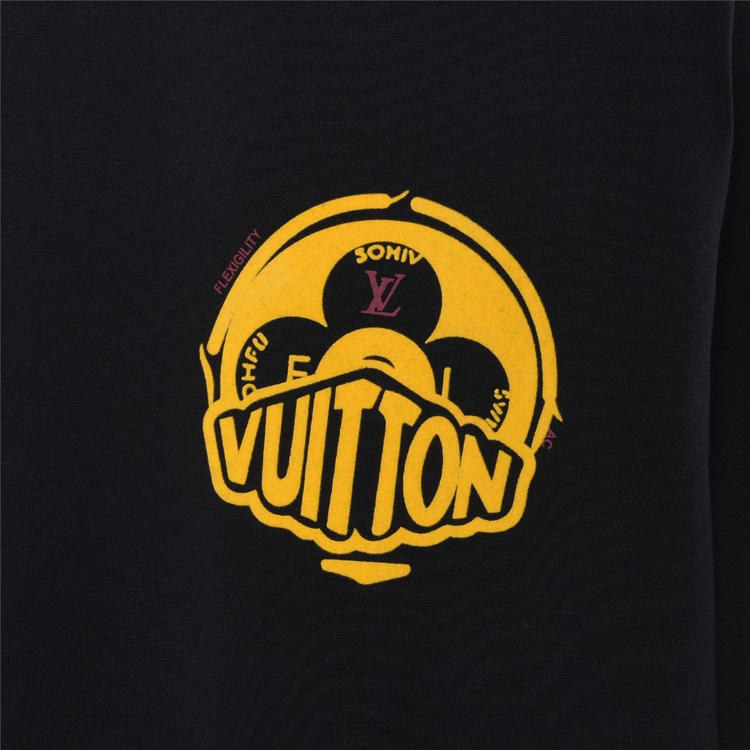 LouisVuitton/路易威登 后背多logo图案印花圆领短袖T恤 黑色 白色
