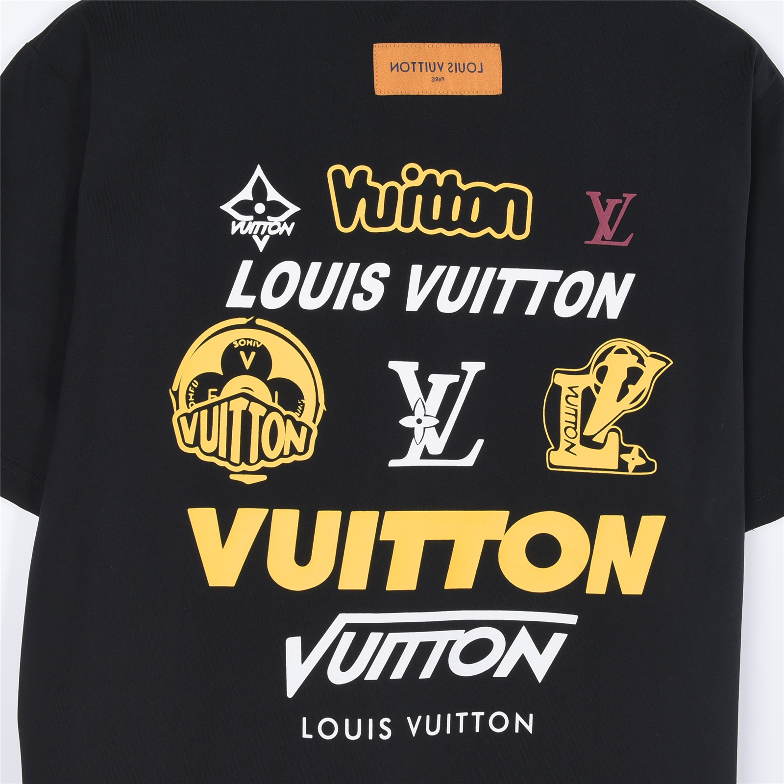 LouisVuitton/路易威登 后背多logo图案印花圆领短袖T恤 黑色 白色