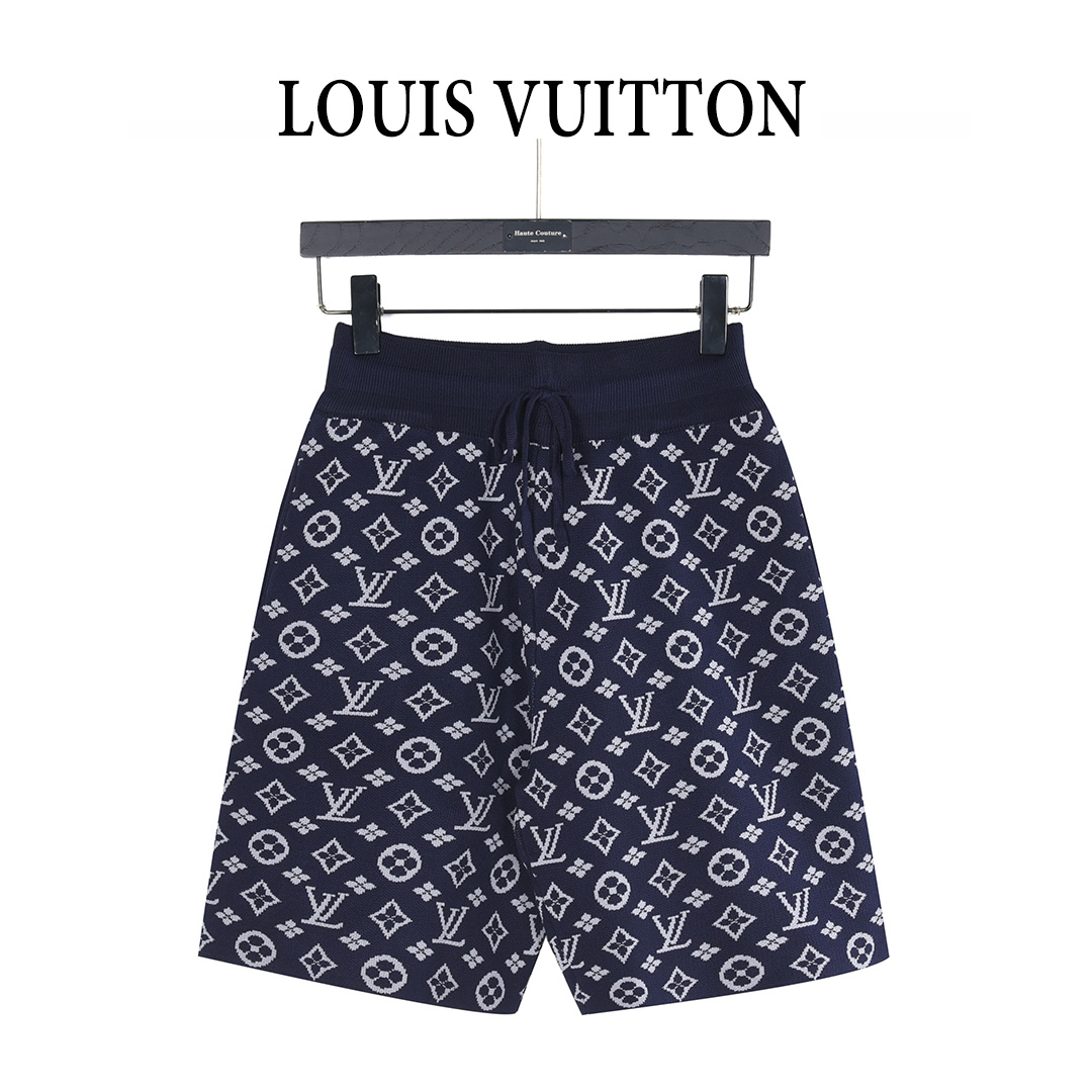LouisVuitton/路易威登 全幅老花提花针织短裤 藏青 LouisVuitton/路易威登 全幅老花提花针织短裤 藏青