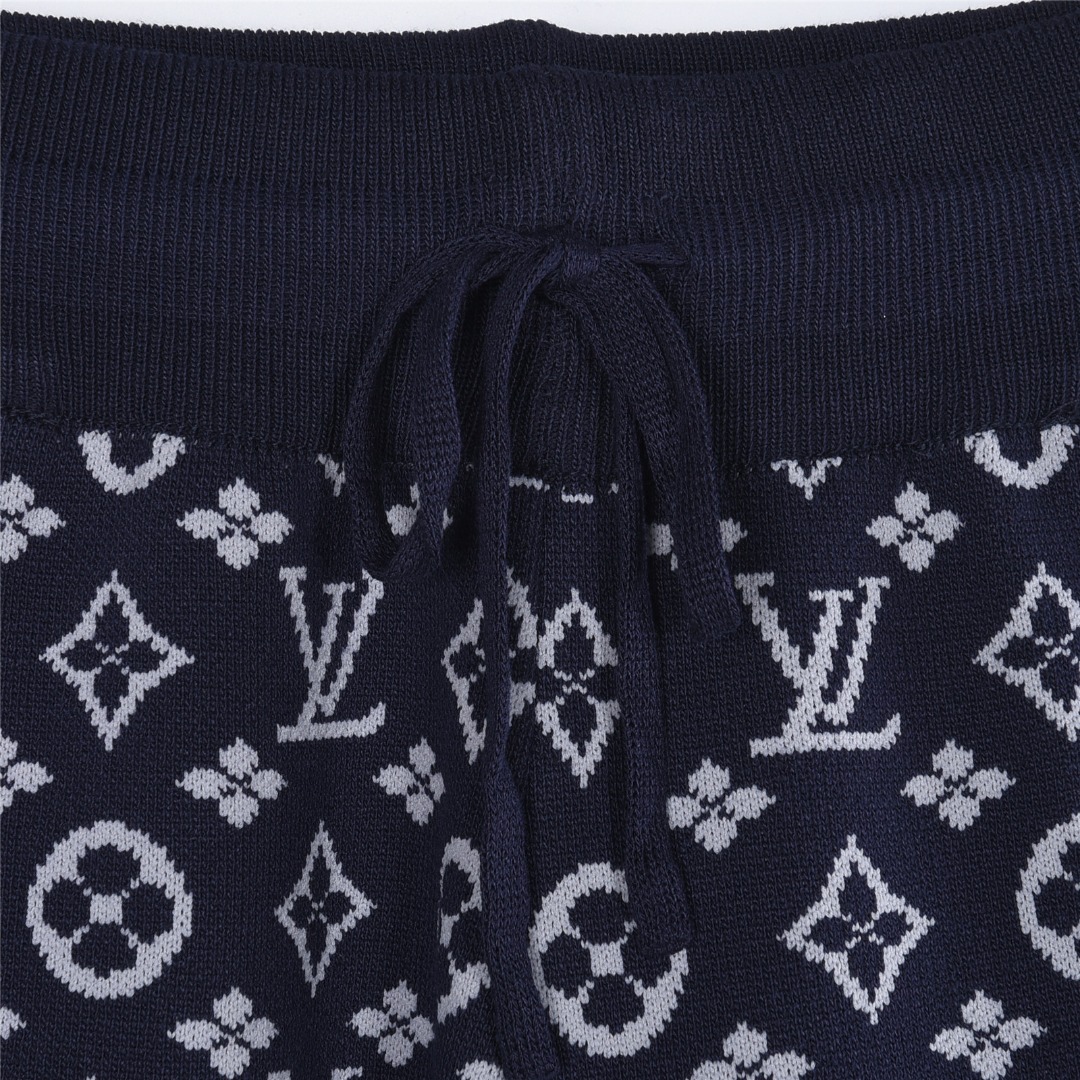 LouisVuitton/路易威登 全幅老花提花针织短裤 藏青 LouisVuitton/路易威登 全幅老花提花针织短裤 藏青