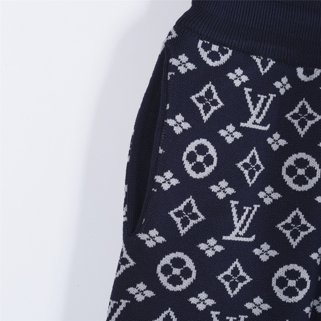 LouisVuitton/路易威登 全幅老花提花针织短裤 藏青 LouisVuitton/路易威登 全幅老花提花针织短裤 藏青