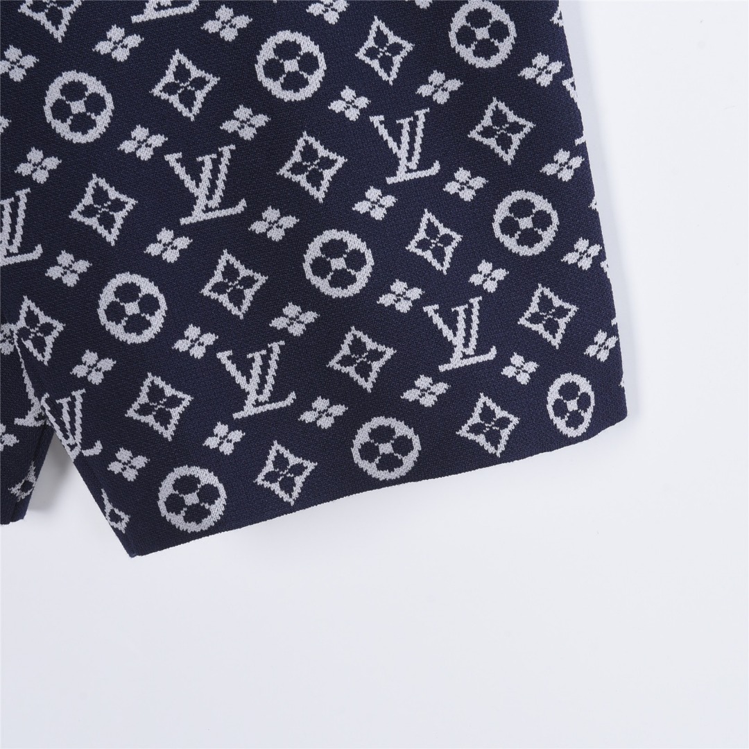LouisVuitton/路易威登 全幅老花提花针织短裤 藏青 LouisVuitton/路易威登 全幅老花提花针织短裤 藏青