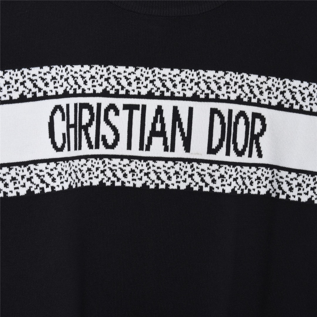 Dior/迪奥 胸前字母提花针织短袖T恤 白色 黑色 Dior/迪奥 胸前字母提花针织短袖T恤 白色 黑色