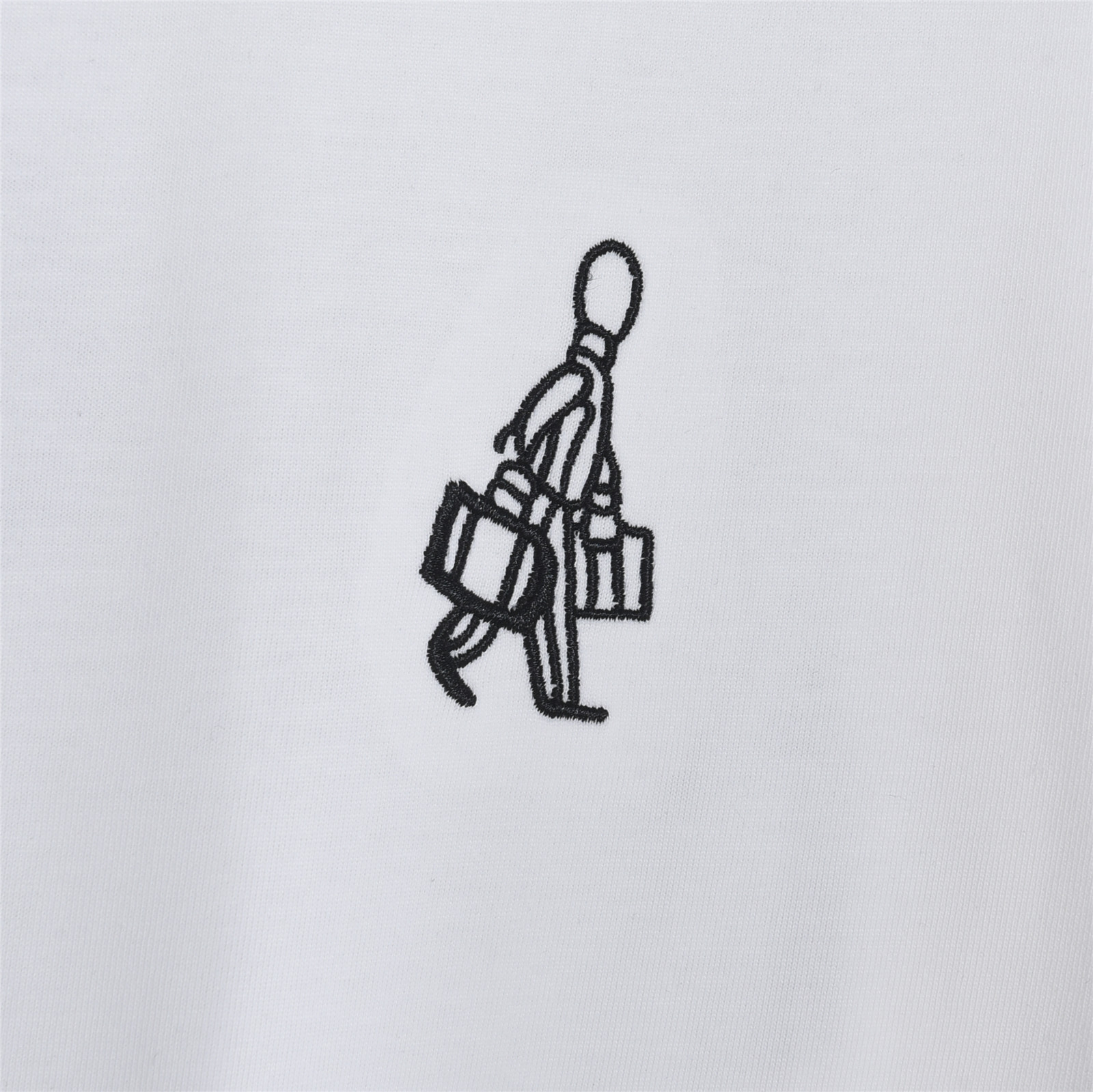 Prada/普拉达 小人及后背贴布泼墨刺绣字母短袖T恤 白色 黑色