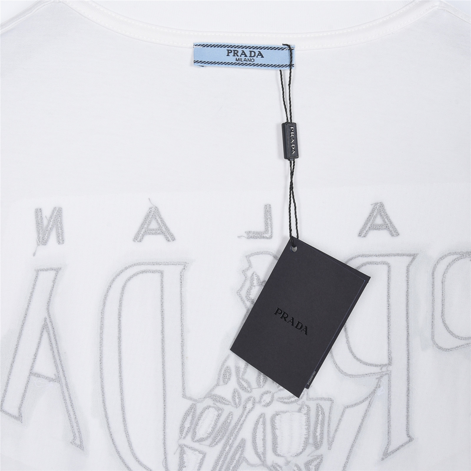 Prada/普拉达 小人及后背贴布泼墨刺绣字母短袖T恤 白色 黑色