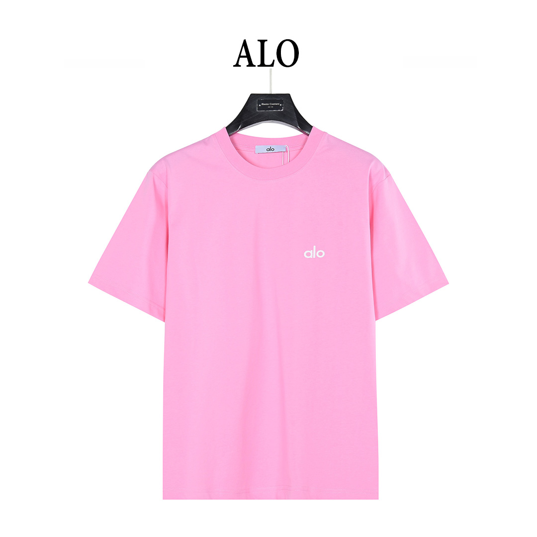 ALO 背后logo刺绣短袖T恤 胸前品牌logo采用刺绣工艺 黑色 白色 蓝色 粉色 ALO 背后logo刺绣短袖T恤 胸前品牌logo采用刺绣工艺 黑色 白色 蓝色 粉色