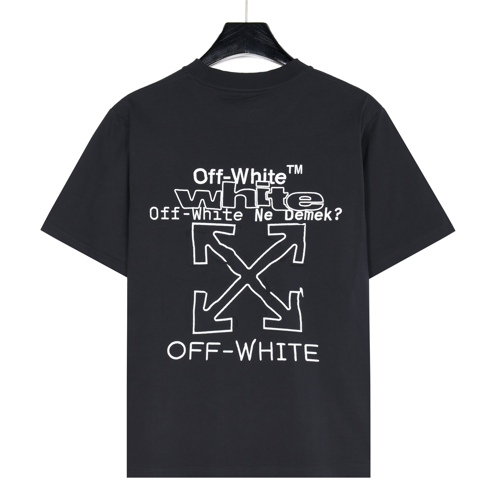 OFFWHITE 背后箭头logo贴布刺绣圆领短袖T恤 黑色 白色-Top High Quatity Cheap Sneakers Fashion Clothing Clothes Bags handbags Shoes of all Brand wholesale With The best Quality And Beautiful Price from China Factory Chinese suppliers wholesaler seller OFFWHITE 背后箭头logo贴布刺绣圆领短袖T恤 黑色 白色