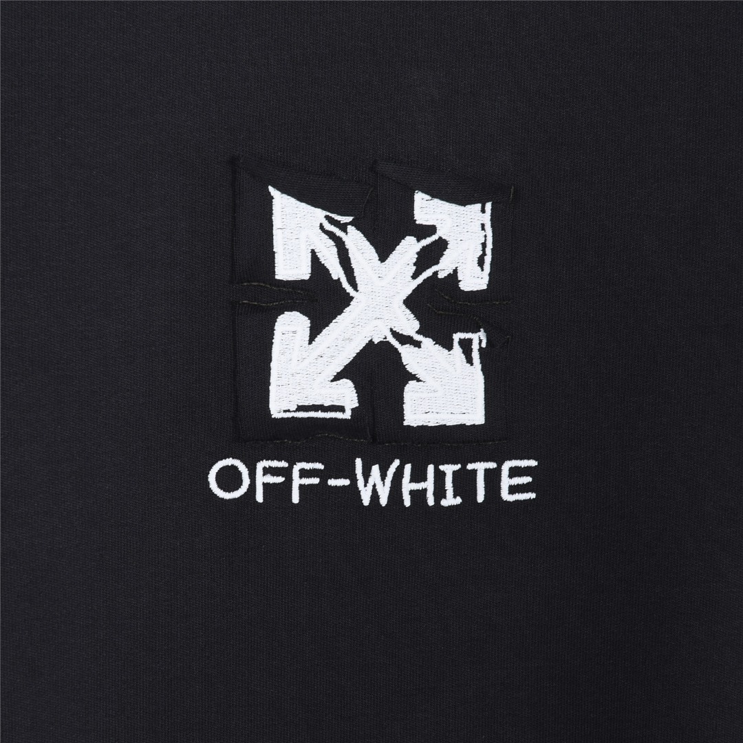 OFFWHITE 背后箭头logo贴布刺绣圆领短袖T恤 黑色 白色-Top High Quatity Cheap Sneakers Fashion Clothing Clothes Bags handbags Shoes of all Brand wholesale With The best Quality And Beautiful Price from China Factory Chinese suppliers wholesaler seller OFFWHITE 背后箭头logo贴布刺绣圆领短袖T恤 黑色 白色