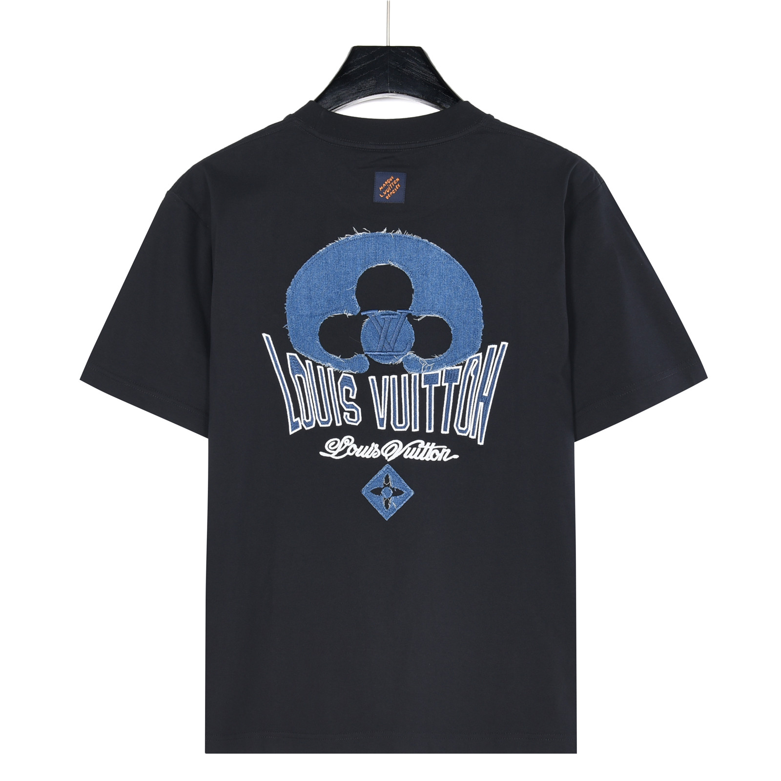 Louis Vuitton路易威登 破坏牛仔贴布刺绣圆领短袖T恤 黑色 白色-Top High Quatity Cheap Sneakers Fashion Clothing Clothes Bags handbags Shoes of all Brand wholesale With The best Quality And Beautiful Price from China Factory Chinese suppliers wholesaler seller Louis Vuitton路易威登 破坏牛仔贴布刺绣圆领短袖T恤 黑色 白色