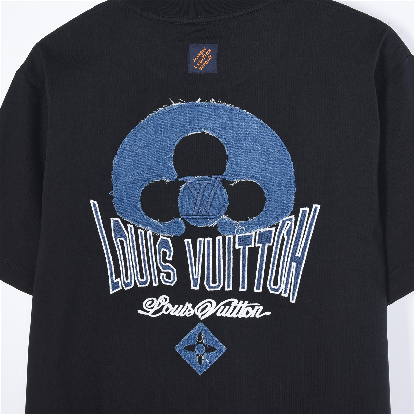 Louis Vuitton路易威登 破坏牛仔贴布刺绣圆领短袖T恤 黑色 白色-Top High Quatity Cheap Sneakers Fashion Clothing Clothes Bags handbags Shoes of all Brand wholesale With The best Quality And Beautiful Price from China Factory Chinese suppliers wholesaler seller Louis Vuitton路易威登 破坏牛仔贴布刺绣圆领短袖T恤 黑色 白色