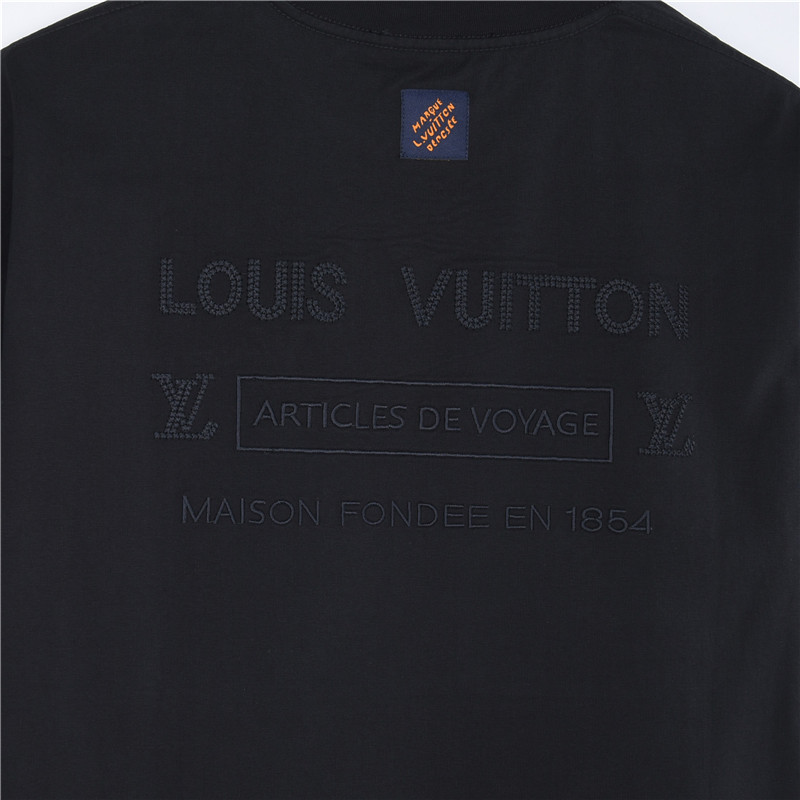 Louis Vuitton路易威登 胸口小标及后背暗纹刺绣圆领短袖T恤