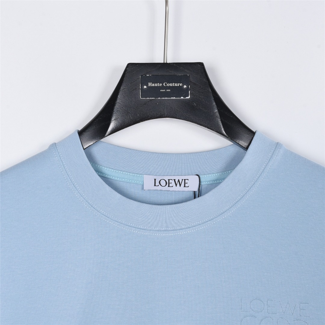 Loewe/罗意威 logo烧花镂空短袖T恤 蓝色-Chinese UA Cheap High Quatity Brand Clothes Bags handbags Sneakers wholesale wholesaler seller from China Factory suppliers Fashion Clothing Shoes best Quality Beautiful Price Loewe/罗意威 logo烧花镂空短袖T恤 蓝色