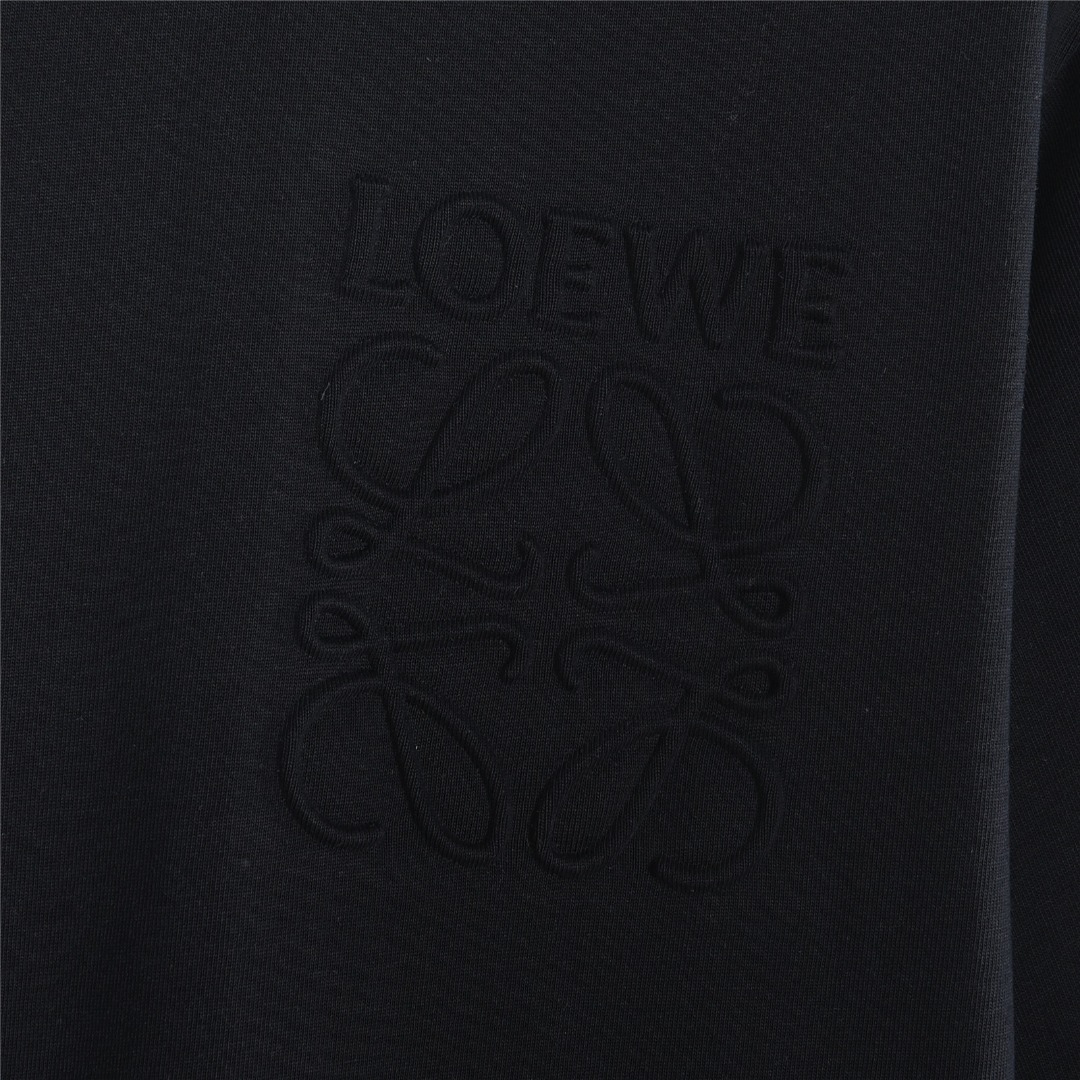 Loewe/罗意威 浮雕压花暗纹徽标短袖T恤 黑色 白色