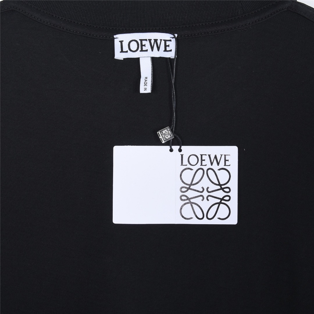 Loewe/罗意威 浮雕压花暗纹徽标短袖T恤 黑色 白色