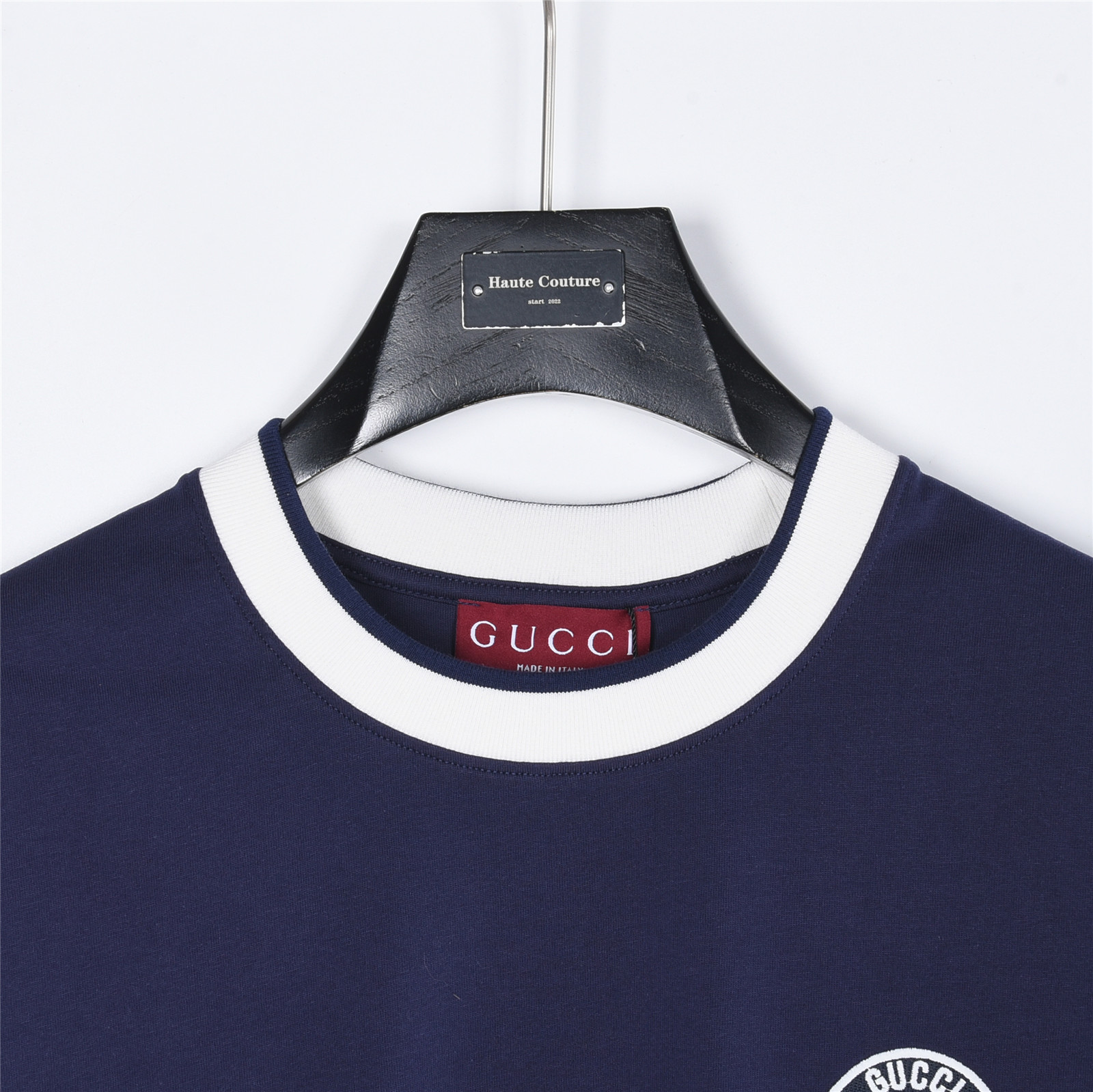Gucci/古驰 校园风拼色螺纹领1921双G刺绣短袖T恤 黑色 白色 海军蓝-莆田鞋,莆田鞋货源,高仿鞋,高仿鞋货源,安福档口,莆田高仿鞋,莆田鞋批发,高仿鞋批发,莆田高仿运动鞋,高仿运动鞋,莆田运动鞋 Gucci/古驰 校园风拼色螺纹领1921双G刺绣短袖T恤 黑色 白色 海军蓝