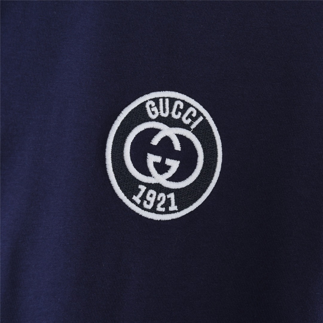 Gucci/古驰 校园风拼色螺纹领1921双G刺绣短袖T恤 黑色 白色 海军蓝-莆田鞋,莆田鞋货源,高仿鞋,高仿鞋货源,安福档口,莆田高仿鞋,莆田鞋批发,高仿鞋批发,莆田高仿运动鞋,高仿运动鞋,莆田运动鞋 Gucci/古驰 校园风拼色螺纹领1921双G刺绣短袖T恤 黑色 白色 海军蓝
