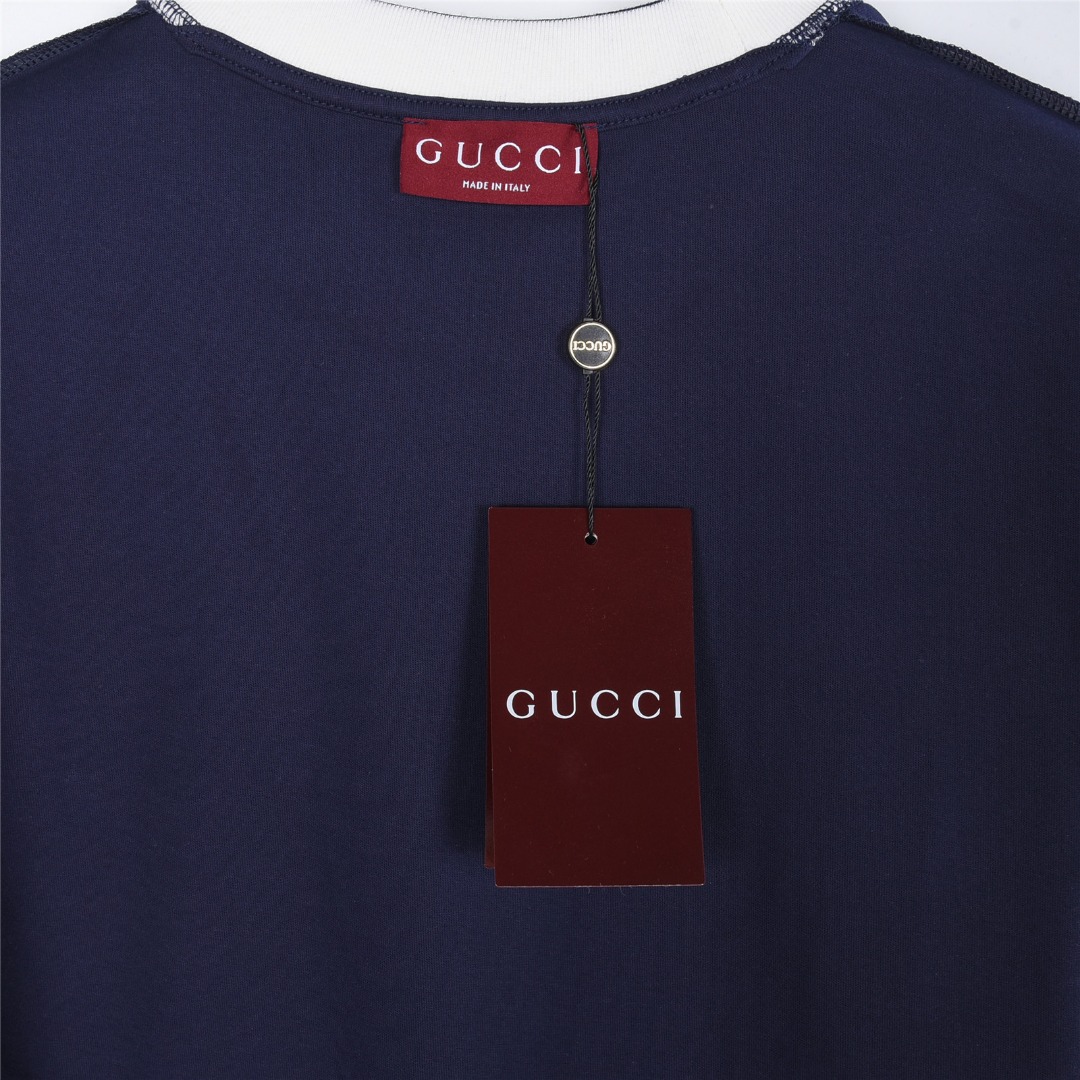 Gucci/古驰 校园风拼色螺纹领1921双G刺绣短袖T恤 黑色 白色 海军蓝-莆田鞋,莆田鞋货源,高仿鞋,高仿鞋货源,安福档口,莆田高仿鞋,莆田鞋批发,高仿鞋批发,莆田高仿运动鞋,高仿运动鞋,莆田运动鞋 Gucci/古驰 校园风拼色螺纹领1921双G刺绣短袖T恤 黑色 白色 海军蓝