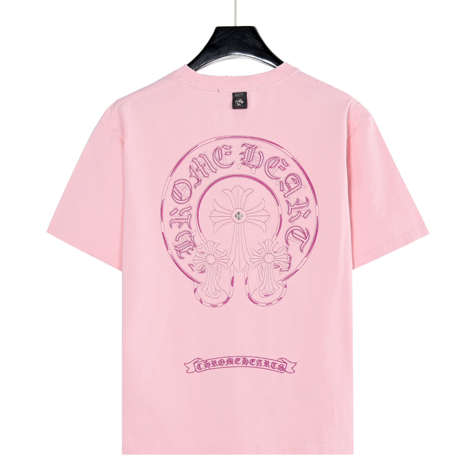 ChromeHearts/克罗心 马蹄十字架烧花贴布刺绣破洞短袖T恤-Top High Quatity Cheap Sneakers Fashion Clothing Clothes Bags handbags Shoes of all Brand wholesale With The best Quality And Beautiful Price from China Factory Chinese suppliers wholesaler seller ChromeHearts/克罗心 马蹄十字架烧花贴布刺绣破洞短袖T恤