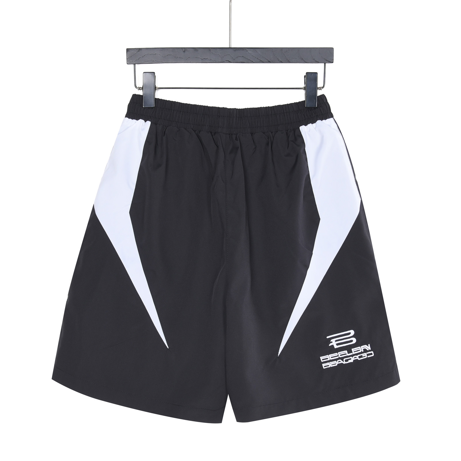Balenciga/巴黎世家 撞色拼接logo刺绣短裤 米白 黑色