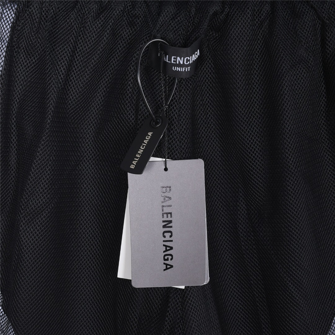 Balenciga/巴黎世家 撞色拼接logo刺绣短裤 米白 黑色