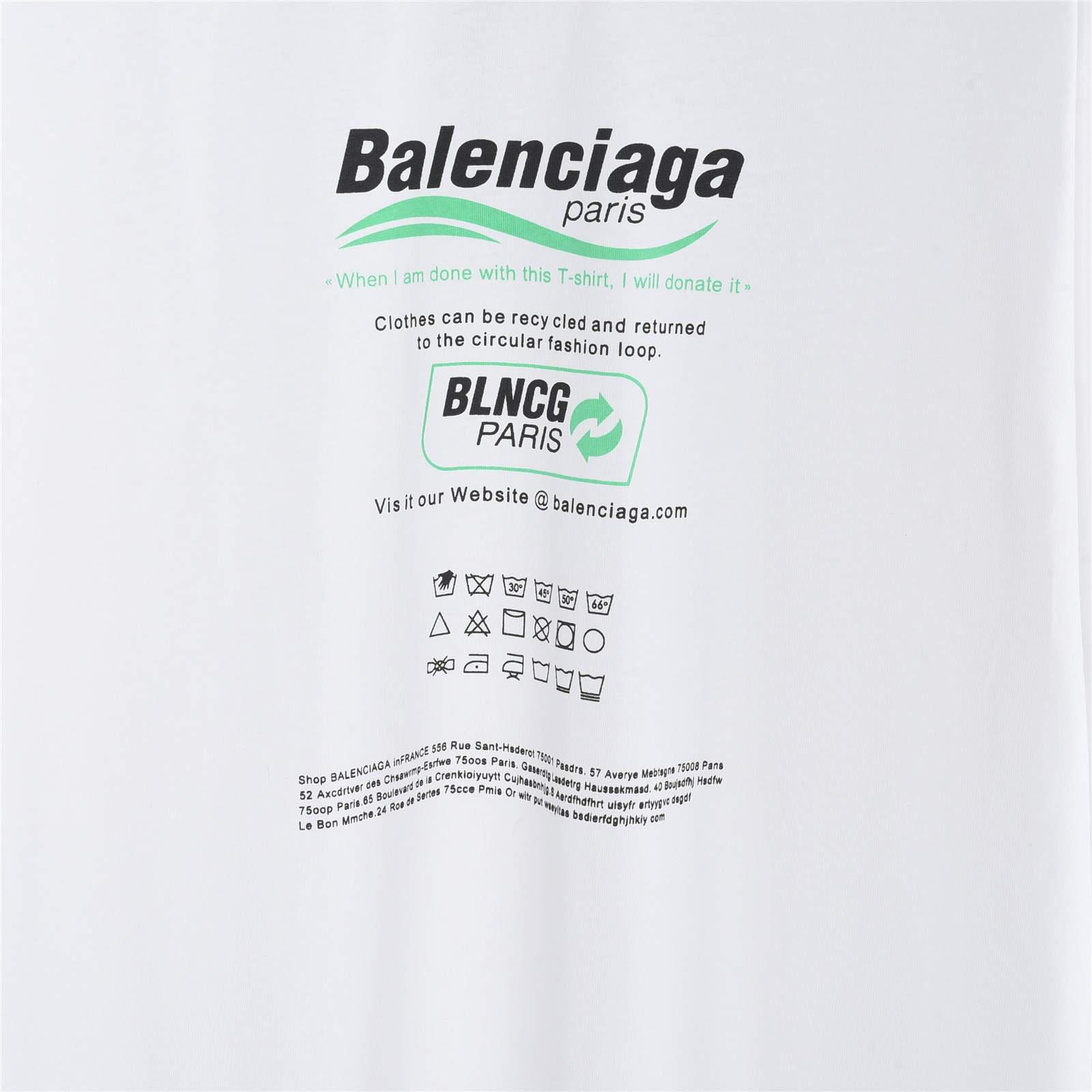 Balenciaga/巴黎世家 环保限定印花短袖T恤 白色 Balenciaga/巴黎世家 环保限定印花短袖T恤 白色