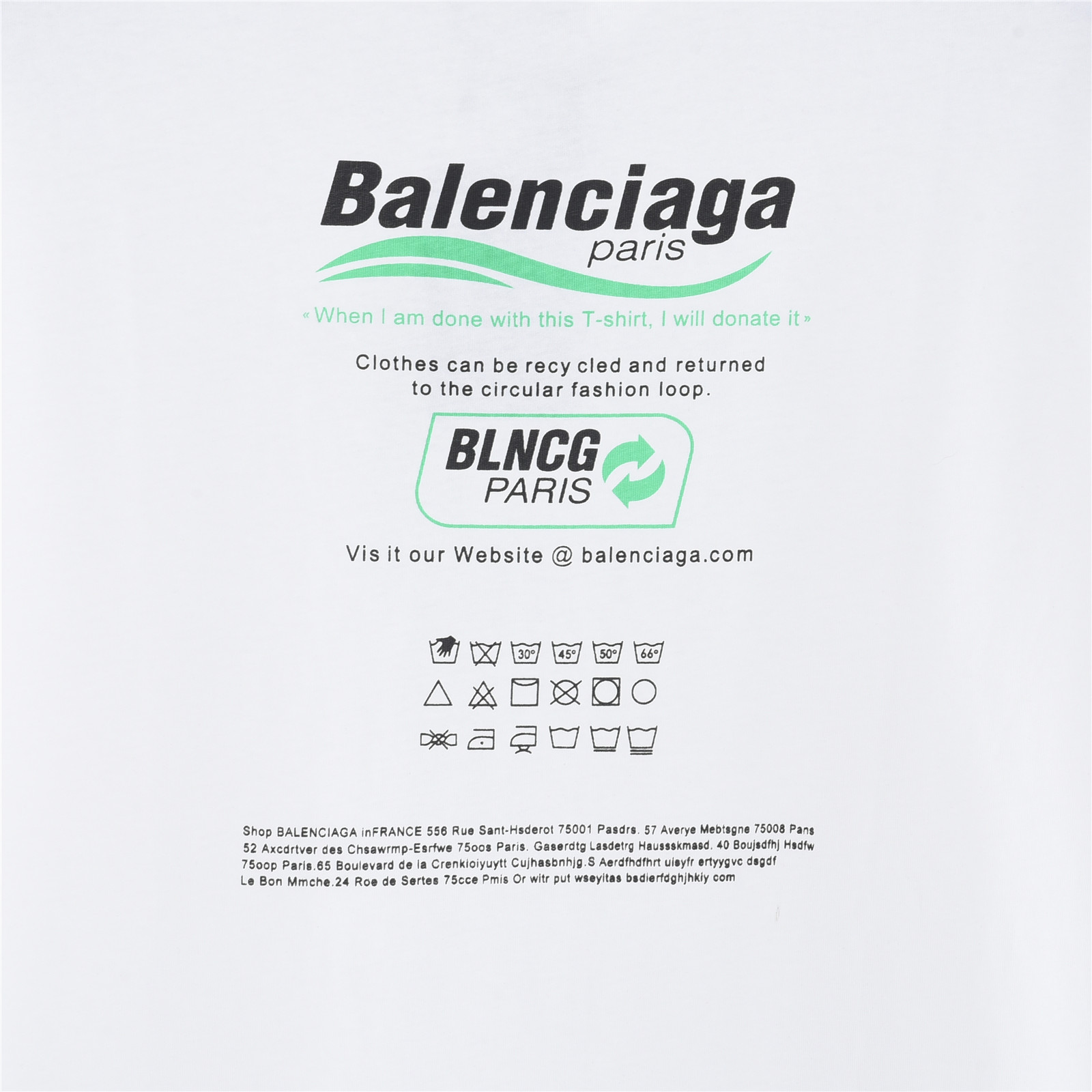 Balenciaga/巴黎世家 环保限定印花短袖T恤 白色 Balenciaga/巴黎世家 环保限定印花短袖T恤 白色