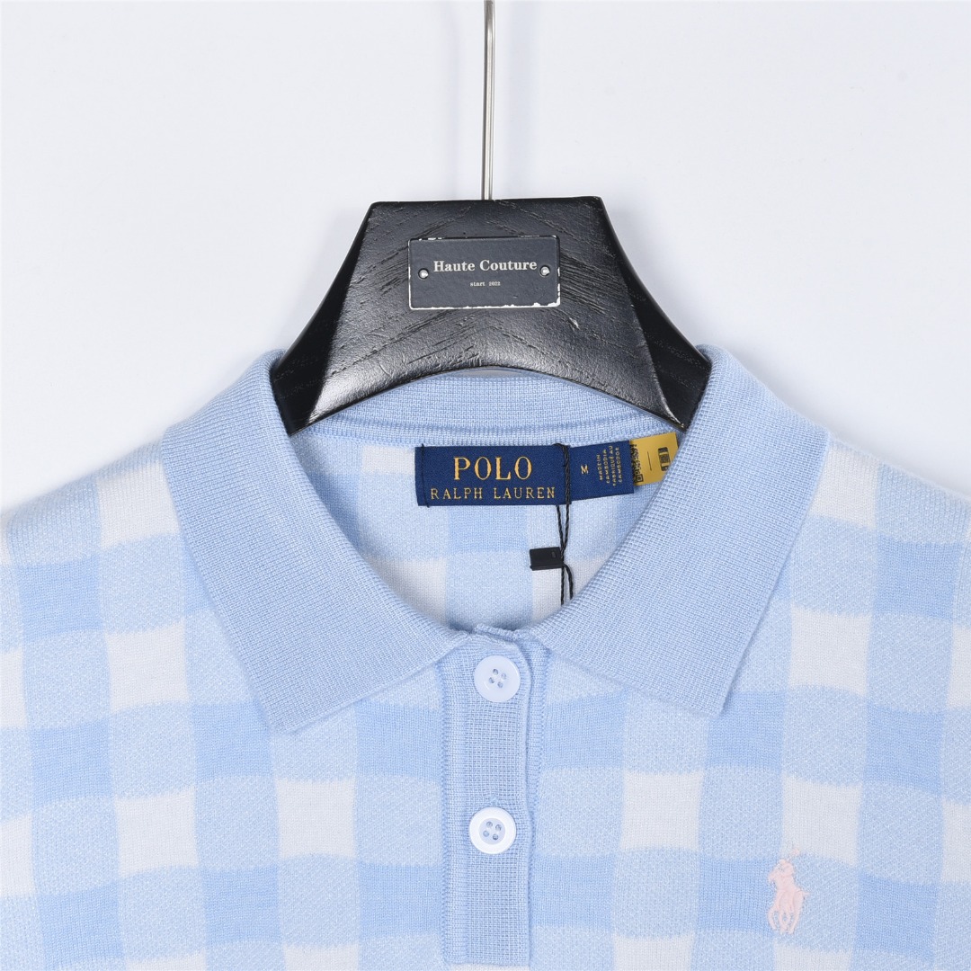 Ralph Lauren/拉夫劳伦 格子提花针织短袖polo衫 (女款) 绿色 蓝色-Top High Quatity Cheap Sneakers Fashion Clothing Clothes Bags handbags Shoes of all Brand wholesale With The best Quality And Beautiful Price from China Factory Chinese suppliers wholesaler seller Ralph Lauren/拉夫劳伦 格子提花针织短袖polo衫 (女款) 绿色 蓝色