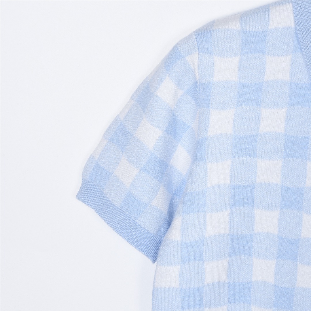 Ralph Lauren/拉夫劳伦 格子提花针织短袖polo衫 (女款) 绿色 蓝色-Top High Quatity Cheap Sneakers Fashion Clothing Clothes Bags handbags Shoes of all Brand wholesale With The best Quality And Beautiful Price from China Factory Chinese suppliers wholesaler seller Ralph Lauren/拉夫劳伦 格子提花针织短袖polo衫 (女款) 绿色 蓝色