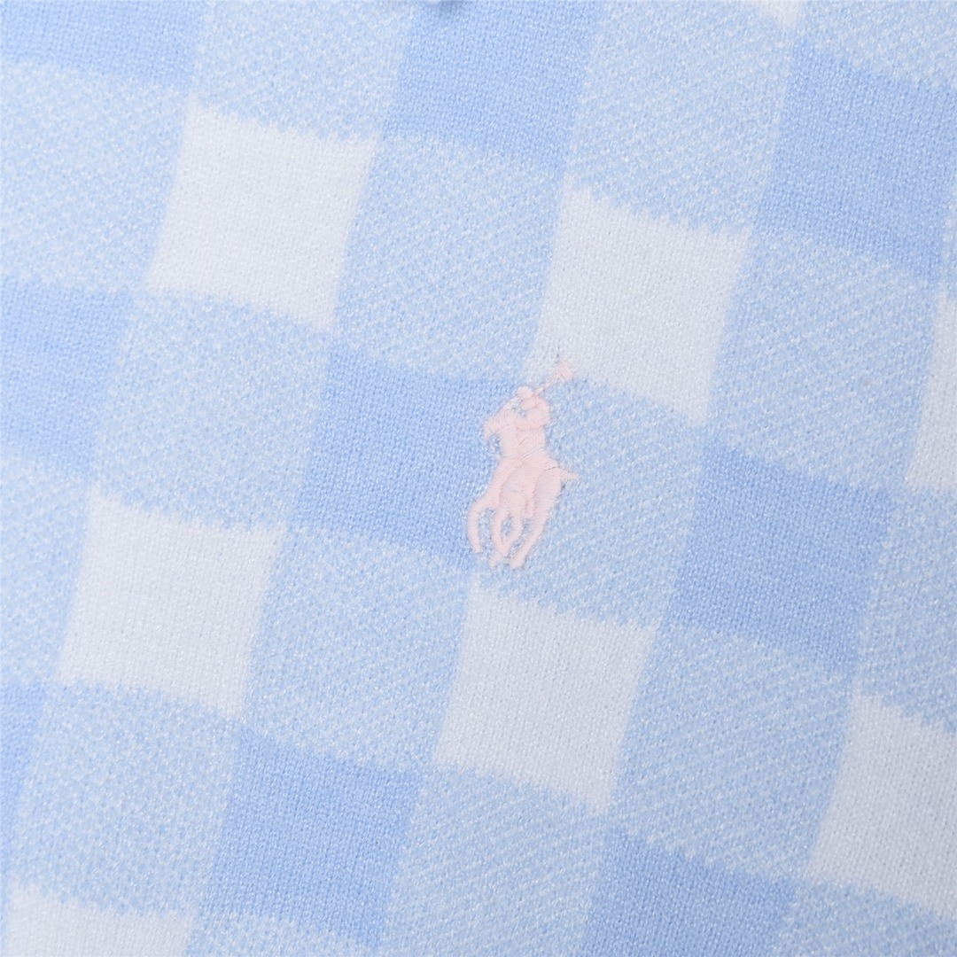 Ralph Lauren/拉夫劳伦 格子提花针织短袖polo衫 (女款) 绿色 蓝色-Top High Quatity Cheap Sneakers Fashion Clothing Clothes Bags handbags Shoes of all Brand wholesale With The best Quality And Beautiful Price from China Factory Chinese suppliers wholesaler seller Ralph Lauren/拉夫劳伦 格子提花针织短袖polo衫 (女款) 绿色 蓝色