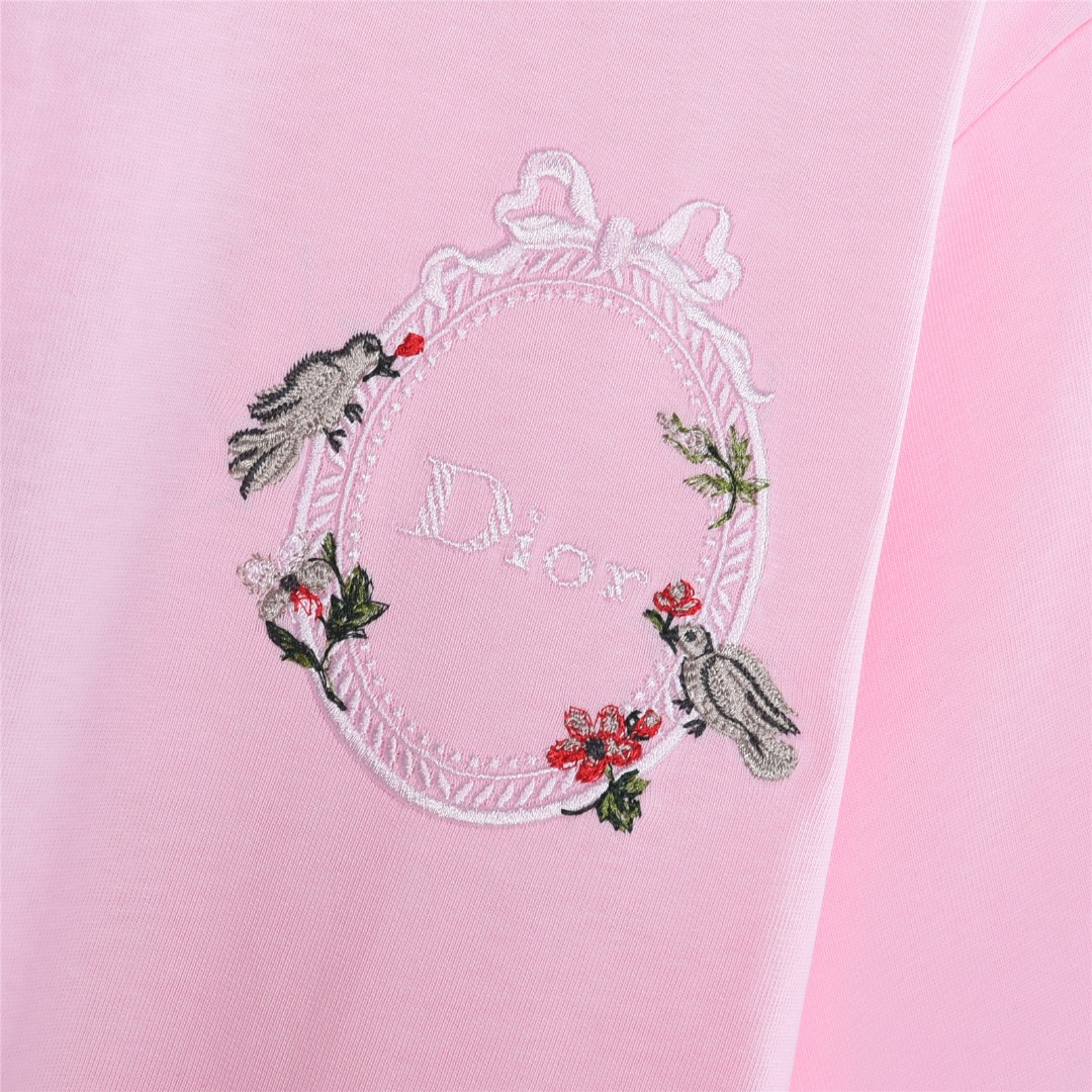 Dior/迪奥 小鸟花卉刺绣logo短袖T恤 黑色 白色-莆田鞋,莆田鞋货源,高仿鞋,高仿鞋货源,安福档口,莆田高仿鞋,莆田鞋批发,高仿鞋批发,莆田高仿运动鞋,高仿运动鞋,莆田运动鞋 Dior/迪奥 小鸟花卉刺绣logo短袖T恤 黑色 白色